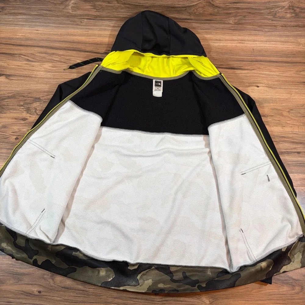 The North Face Mens Full Zip Hoodie Camo Black Yellow Logo Sweatshirt Size M - Picture 8 of 16
